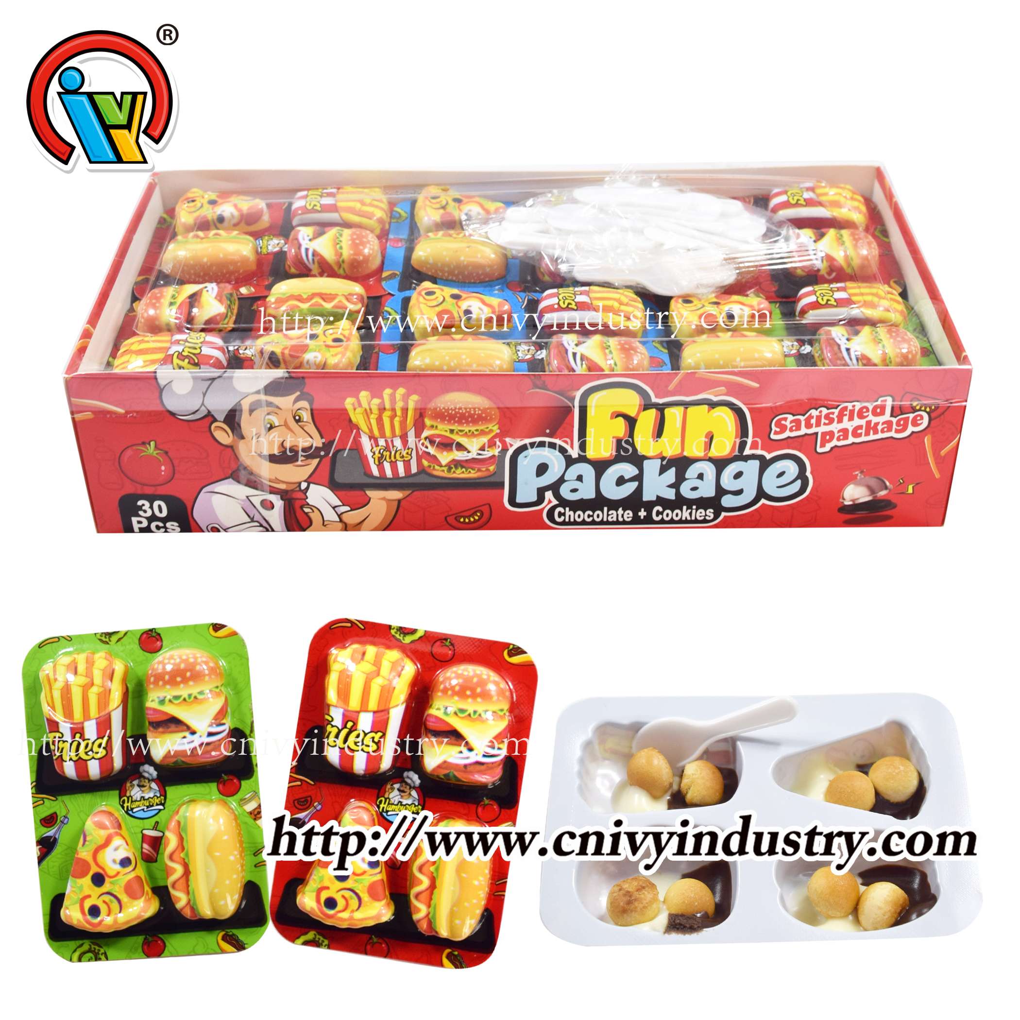 wholesale fast food shape chocolate biscuit with jam