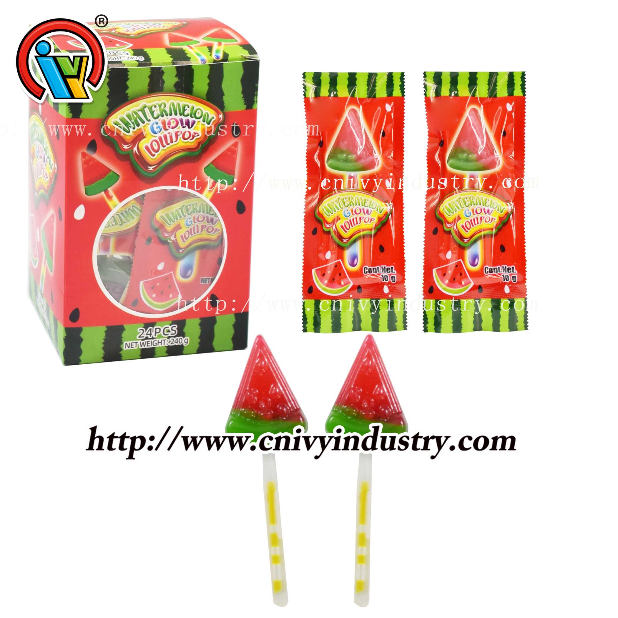 watermelon shape fluorescent lollipop candy factory