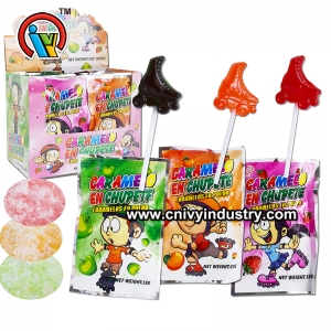Skating shoes shape lollipop candy with popping candy