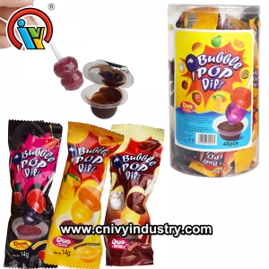 Assorted candy lollipop with chocolate jam