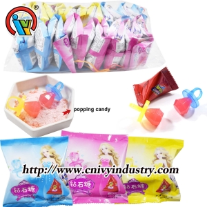 Ring lollipop candy with popping candy