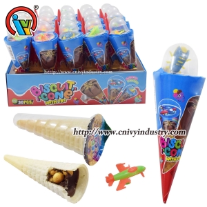 Ice cream chocolate biscuit with toy