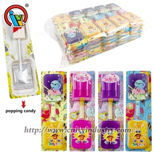 Ice cream lollipop hard candy with popping candy