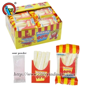 French fries bubble gum with sour powder