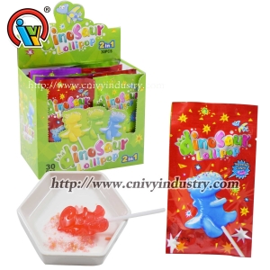 Dinosaur candy lollipop with popping candy