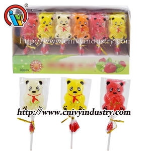 Chinese panda shape fruit lollipop hard candy for kids