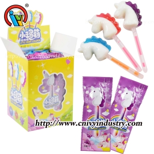 Custom unicorn shape glow stick lollipop candy