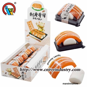 Gummy candy sushi with soft marshmallow candy