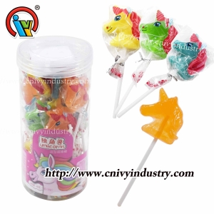Unicorn shape lollipop hard candy for kids