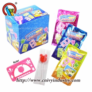 Toy ruler with lollipop candy for kids