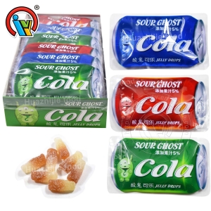 Cola gummy candy inside cola bag