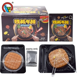 Steak shape jelly candy with popping candy sweet
