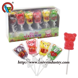 Bear shape jelly gummy lollipop candy