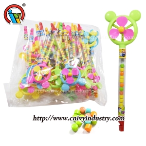 Fan plastic toy candy with whistle