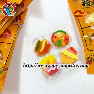 Delicious fast food gummy candy tray packing