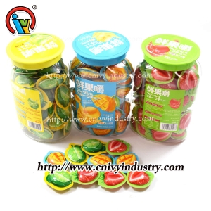 gummy candy sweet inside fruit cup