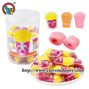 French fries shape gummy candy with jam