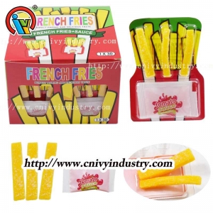 Fries gummy candy with tomato jam