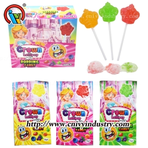 Crown lollipop candy with popping candy