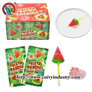 Fruit watermelon glow stick lollipop candy with popping candy